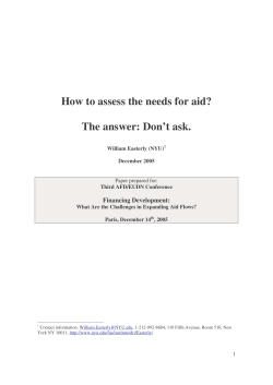How to assess the needs for aid? The answer: Don`t ask.