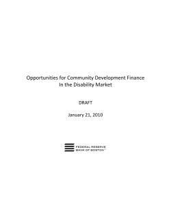 Opportunities for Community Development Finance In the Disability