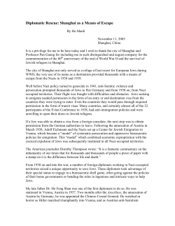 Diplomatic Rescue: Shanghai as a Means of Escape