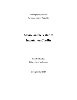 Advice on the value of imputation credits &ndash; 29 September 2014