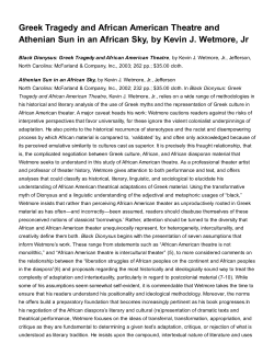 Greek Tragedy and African American Theatre and Athenian Sun in