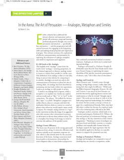 In the Arena: The Art of Persuasion &mdash; Analogies, Metaphors and