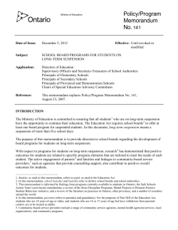 PPM 141 School Board Programs for Students On Long