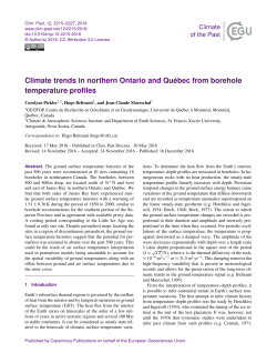 Climate trends in northern Ontario and Qu&eacute;bec from borehole