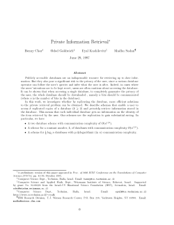 Private Information Retrieval - Weizmann Institute of Science