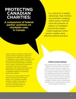 A Comparison of Federal Parties` Positions on Charitable Rules in