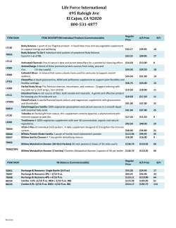 Price Sheet - lifeforce.net