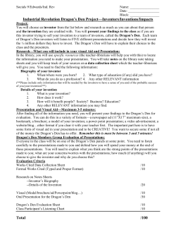 Industrial Revolution Dragon`s Den Project&mdash;Inventors/Inventions