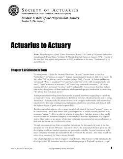 Actuarius to Actuary - Society of Actuaries