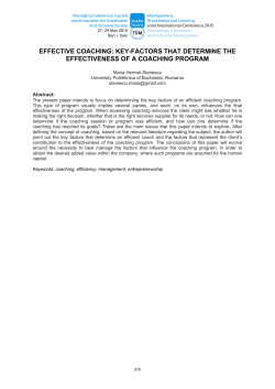EFFECTIVE COACHING: KEY-FACTORS THAT DETERMINE THE