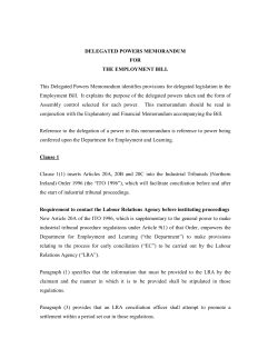 Employment Bill - Delegated Powers Memorandum