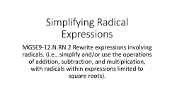 Simplifying Radical Expressions