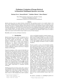 Preliminary Evaluation of Passage Retrieval in Biomedical