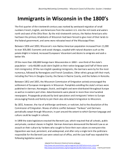 Immigrants in Wisconsin in the 1800`s