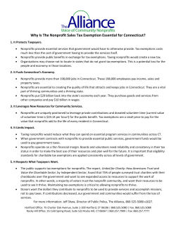 Fact Sheet: Why Is The Nonprofit Sales Tax Exemption Essential for
