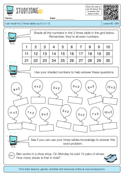 Shade all the numbers in the 2 times table in the grid