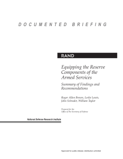 Equipping the Reserve Components of the Armed Services