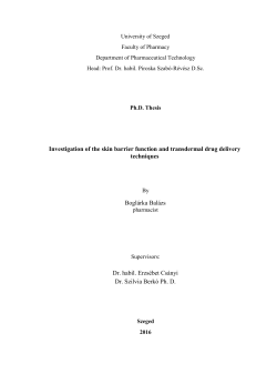 Investigation of the skin barrier function and transdermal