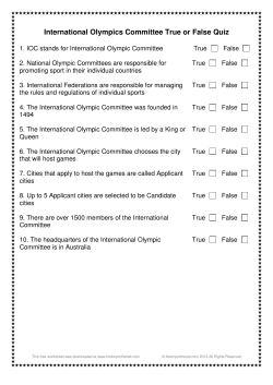 International Olympics Committee True or False