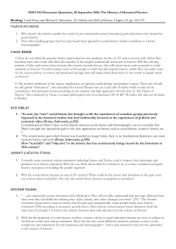 HIST 103 Discussion Questions, 28 September 2016: The History of