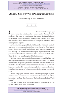 Jim Crow`s Playmates Branch Rickey vs. the Color Line