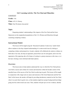 SAC Learning Activity: The New Deal and Minorities CONTEXT