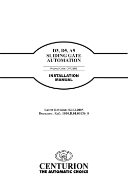 D3,D5,A5 Sliding Gate Motors Installation Manual
