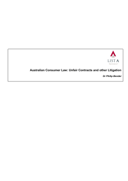 Australian Consumer Law: Unfair Contracts and other Litigation