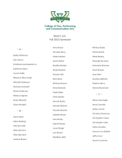 Dean`s List Fall 2015 Semester - -