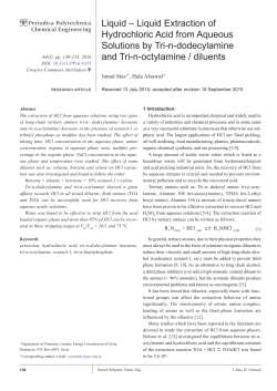 Liquid &ndash; Liquid Extraction of Hydrochloric Acid from Aqueous