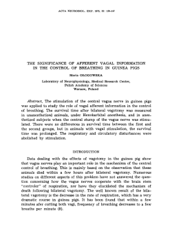 THE SIGNIFICANCE OF AFFERENT VAGAL INFORMATION IN THE