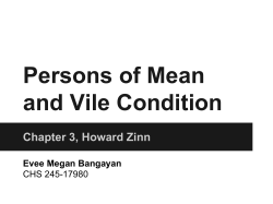 Persons of Mean and Vile Condition