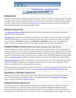Concept Paper Research Guide Getting Started Definitions: Sources