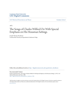 The Songs of Charles Wilfred Orr With Special Emphasis on His