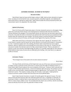 KATHERINE STOCKMAN: AN ENEMY OF THE PEOPLE? By Susan