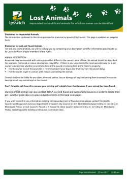 Disclaimer for Impounded Animals The information contained in this