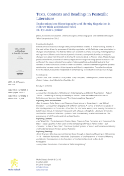 Texts, Contexts and Readings in Postexilic Literature
