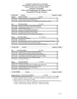 Semester Curriculum Class of 2019 beginning in the Summer of