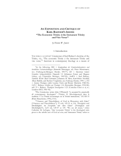 An Exposition and Critique of Karl Rahner`s Axiom: &ldquo;The Economic