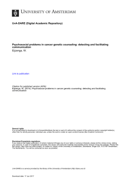 Psychosocial problems in cancer genetic counseling - UvA-DARE