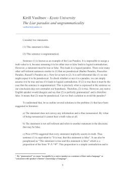 The Liar paradox and ungrammaticality