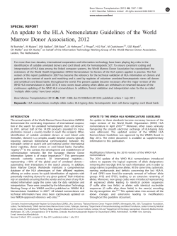 An update to the HLA Nomenclature Guidelines of the