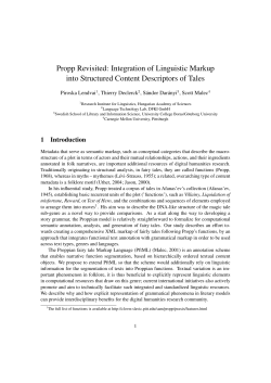 Propp Revisited: Integration of Linguistic Markup into