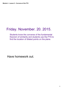 Module 4 - Lesson 5 - Converse of the FTS