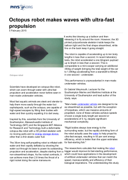 Octopus robot makes waves with ultra-fast propulsion