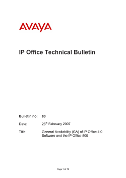 IP Office Technical Bulletin number 80