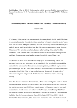 Understanding Suicide Terrorism: Insights from Psychology
