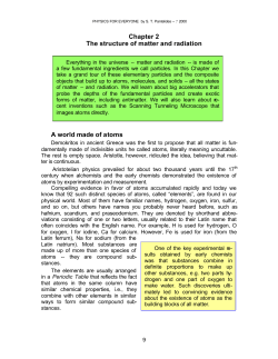 Chapter 2 The structure of matter and radiation A world made of atoms