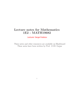 Lecture notes for Mathematics 1E2