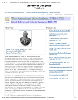 British Reforms and Colonial Resistance, 1767-1772